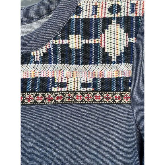 1454 Flying Tomato Embroidered Denim Tunic Blouse Size Medium - Picture 4 of 7